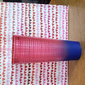 2022 STARBUCKS SUMMER PINK BLUE 24oz VENTI GRID COLD CUP TUMBLER